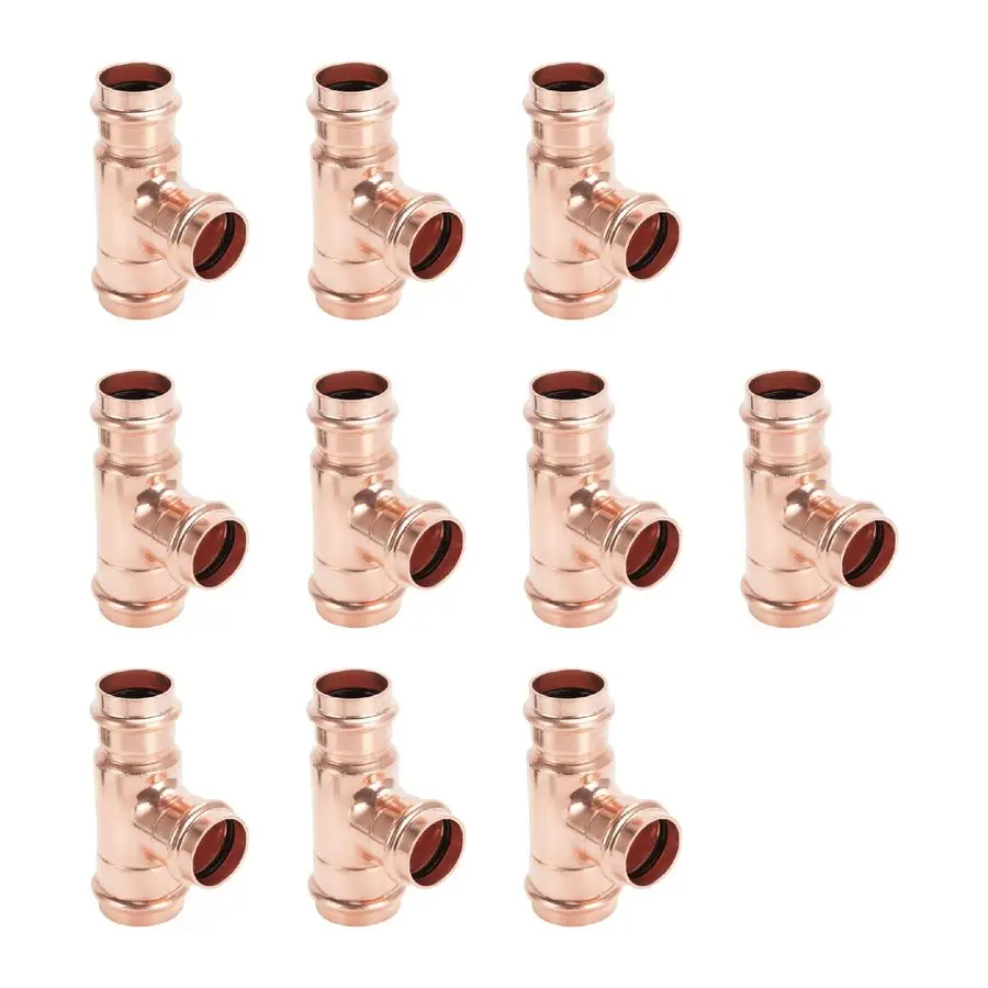 

Press Fittings 3 4 inch Tee Copper Coupling PxPxP 10Pack Zero Lead Copper Pipe Press Fittings for Residential Commercial