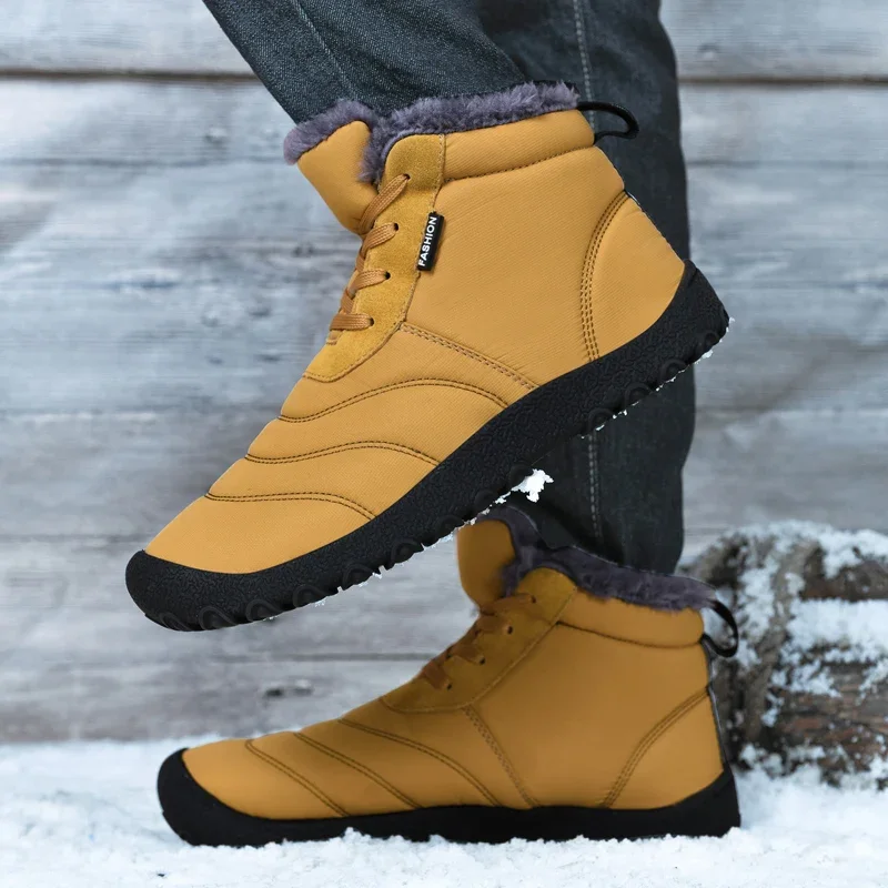 Stivali da neve invernali per adulti per uomo donna scarpe da trekking stringate da esterno sneakers calde in peluche stivaletti in cotone casual uomo taglia grande 48