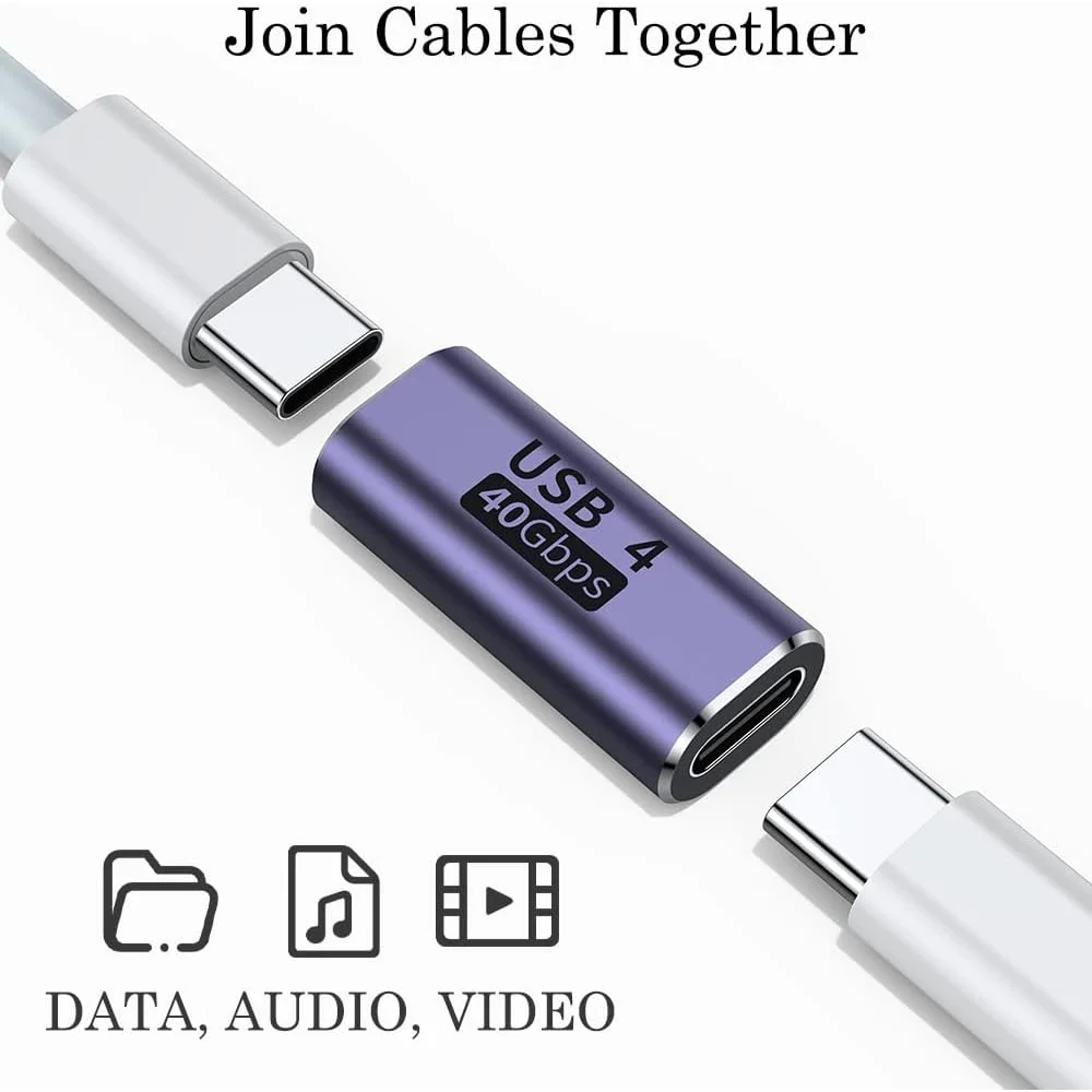 USB C Coupler Type C Female to Female Adapter Compatible with Thunderbolt 4/3 USB4 40Gbps Data Transfer,PD 100W, 8K@60Hz Video