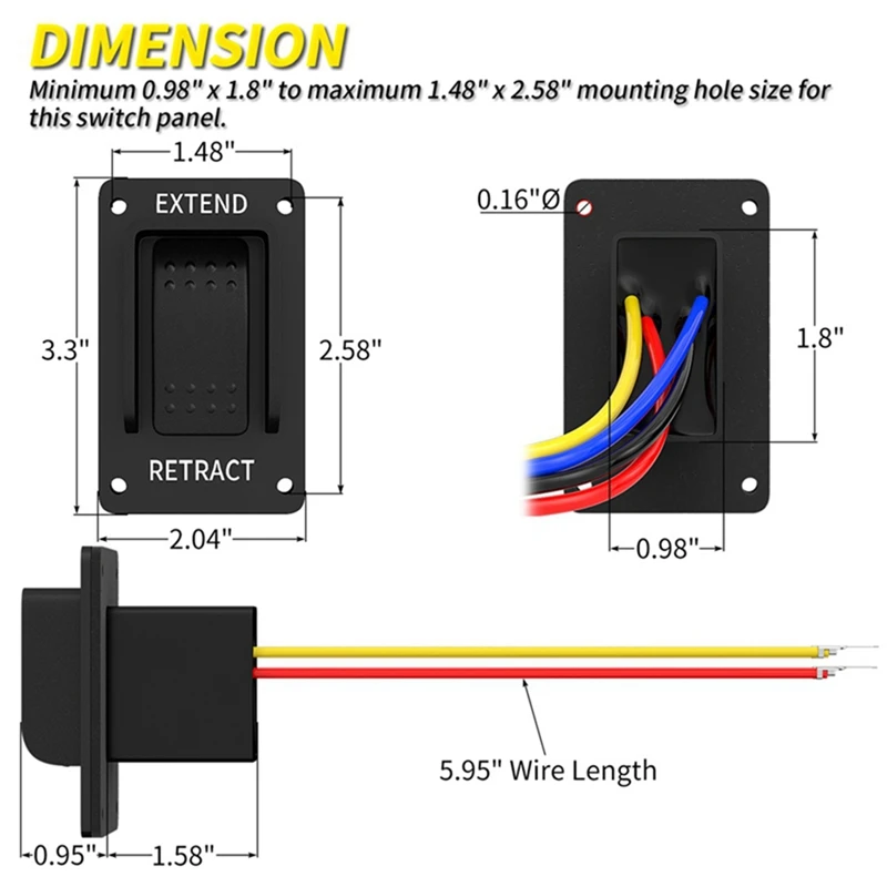 2PCS ย้อนกลับสวิทช์ขั้ว 12V DPDT Momentary 3 ตําแหน่ง Rocker Switch IP67 กันน้ํา Marine On Off 20A สําหรับ RV ทนทาน