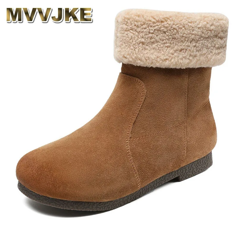 

Women's Winter Snow Boots Forest Style Retro Velvet Cotton Shoes Flat Bottom Ugly Cute Furry Short Boots
