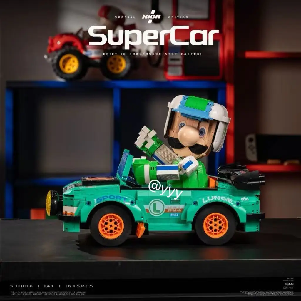 

New/1695PCS Green Luigi Racing Car Building Blocks, STEM Toy, Birthday Christmas Gift for Boys & Kids