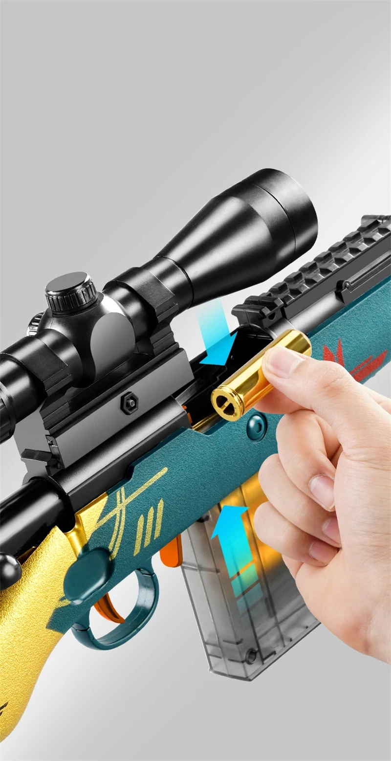 AWM Soft Bullet Gun Jouet pour Enfants, Pistolet de Sniper Kar98k, Modèle de Pistolet, Jouets d'Éjection de Coquille, Jouets d'entraînement de Visée, Cadeau d'Anniversaire