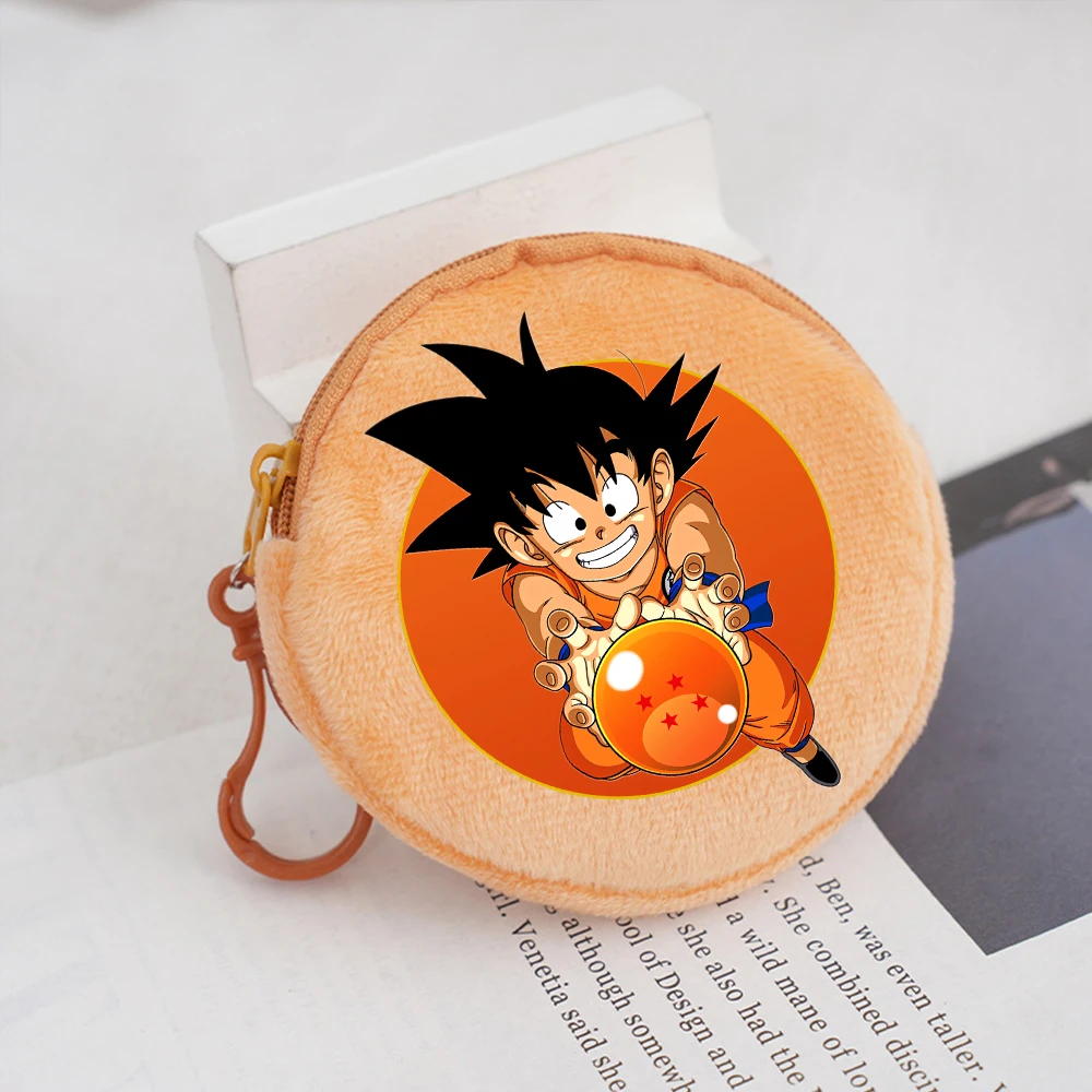 Dragons Ball Round Plush Coin Purse Son Goku Cartoon Cute Keychain Wallet Anime Children Handbag Gifts Bag Boys Pocket Kid Gifts