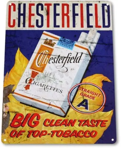 Chesterfield Smoke Tobacco Cigarette Retro Vintage Bar Wall Decor Metal Tin Sign