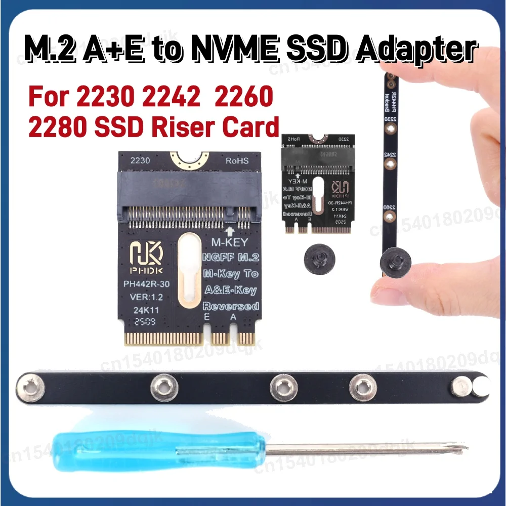 

NGFF A+E-Key Male To NVME M-key Female Extension PCI-E 4.0 Adapter with Bracket M2 WIFI Interface for 2230 2242 2260 2280 SSD
