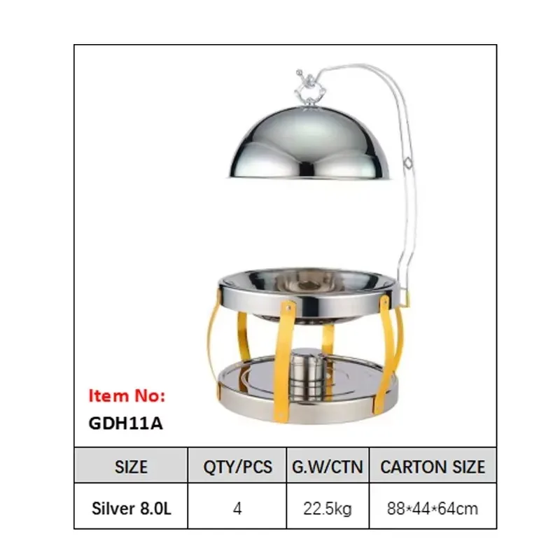 E-26 Exclusive Water-transfer Black Gold 8L Alcohol Stainless Steel Buffet Stove