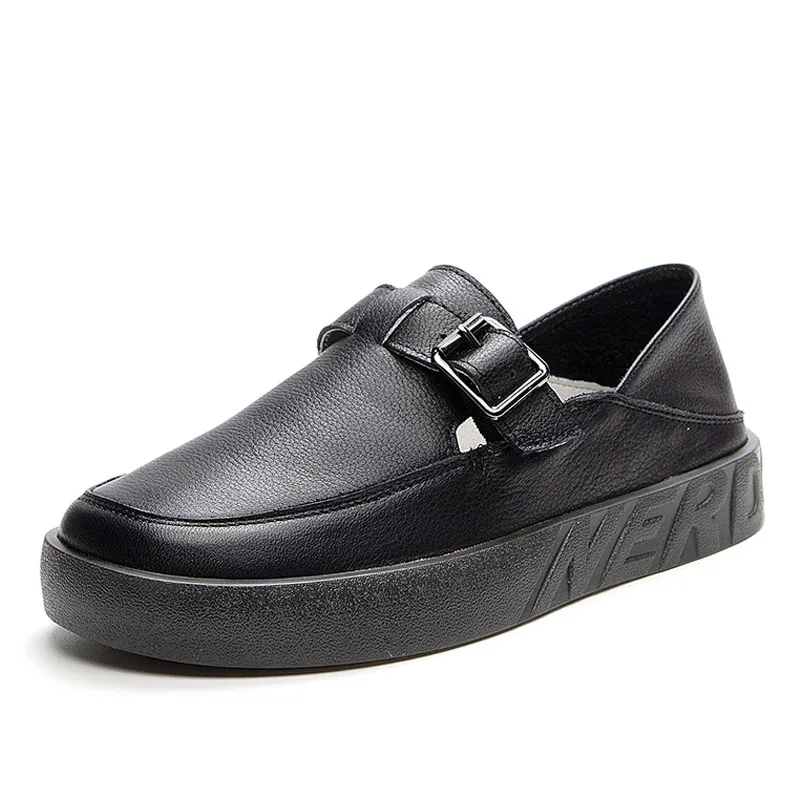DRKANOL 2026 Spring Summer Slip On Loafers Women Round Toe Hollow Out Breathable Genuine Cow Leather Shallow Casual Flat Shoes