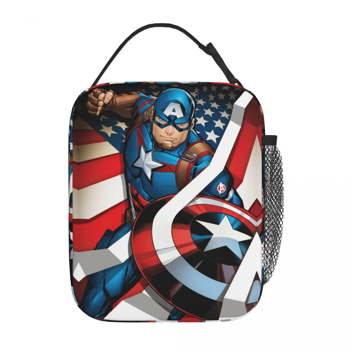 Capitão América Lunch Bags Isolados, Saco Térmico Reutilizável Portátil, Tote Lancheira, Piquenique Do Escritório, Menina e Menino