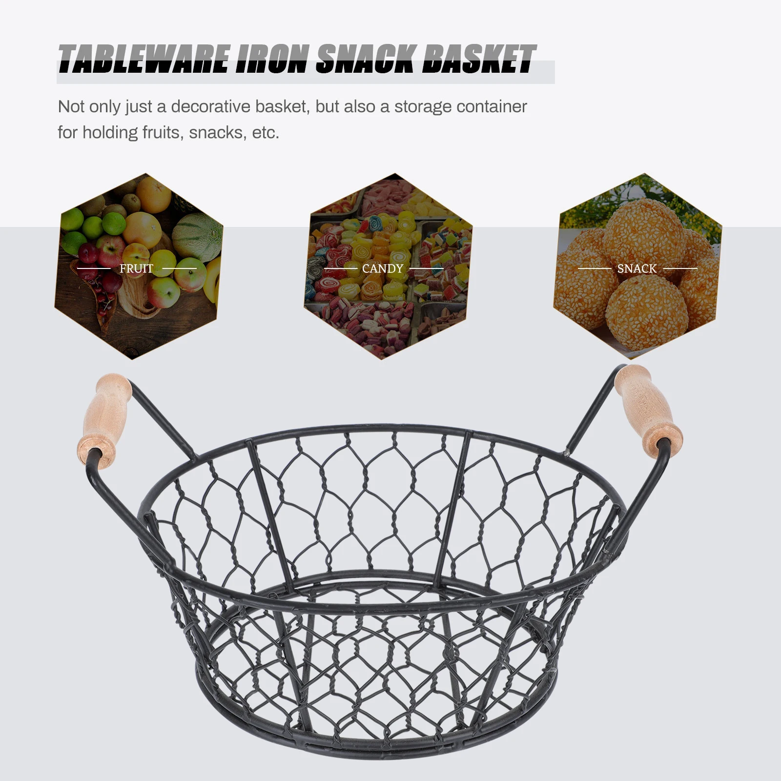 

Snack Basket Food Holder Mesh Fries Kitchen Tool Baskets Practical Container Presentation Cooking Utensil Wooden Design