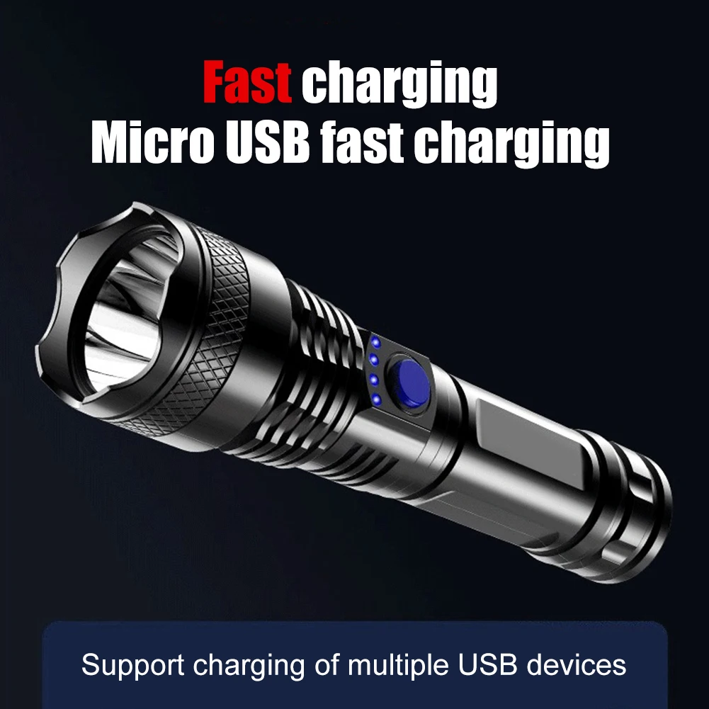 LED Ultra Bright Flashlight USB Charging Waterproof Torch Camping Lantern Flashlight 3 Gears 250lm 500mAh Outdoor Flashlight