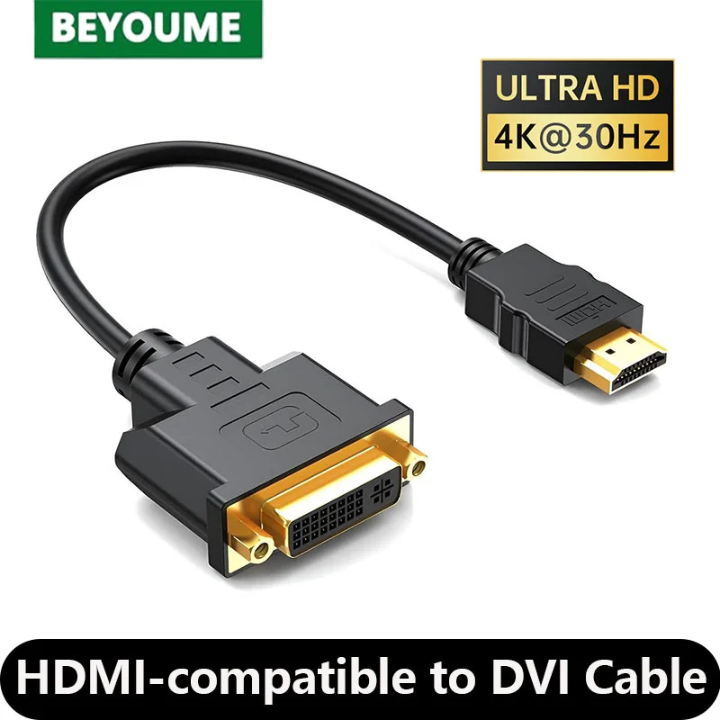 4K HDMI-compatible to DVI 24+1 24+5 Adapter Cable Bi-Directional DVI to HD Video Cable For Xbox PS4/3 Computer Monitor Projector