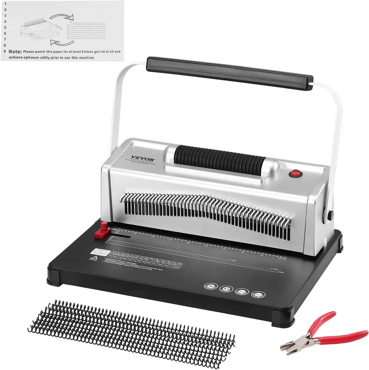 Coil Spiral Binding Machine, Manual Book Maker with Electric Binding, 46-Holes Binding 500 Sheets Punch Binder