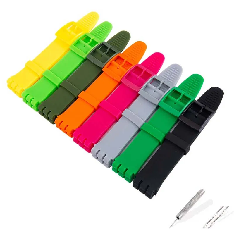 Accessori per cinturini per orologi in silicone per studenti compatibili con cinturino per orologi Swatch 17mm 19mm cinturino sportivo in gomma per uomo e donna