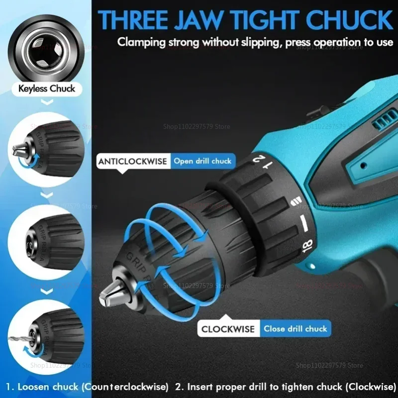12-V-Akku-Schlagbohrschrauber, Elektro-Schraubendreher, Elektrowerkzeug mit 32 N Drehmoment, kompakte praktische Kfz-Bohrmaschine für Heimwerker-Reparaturen