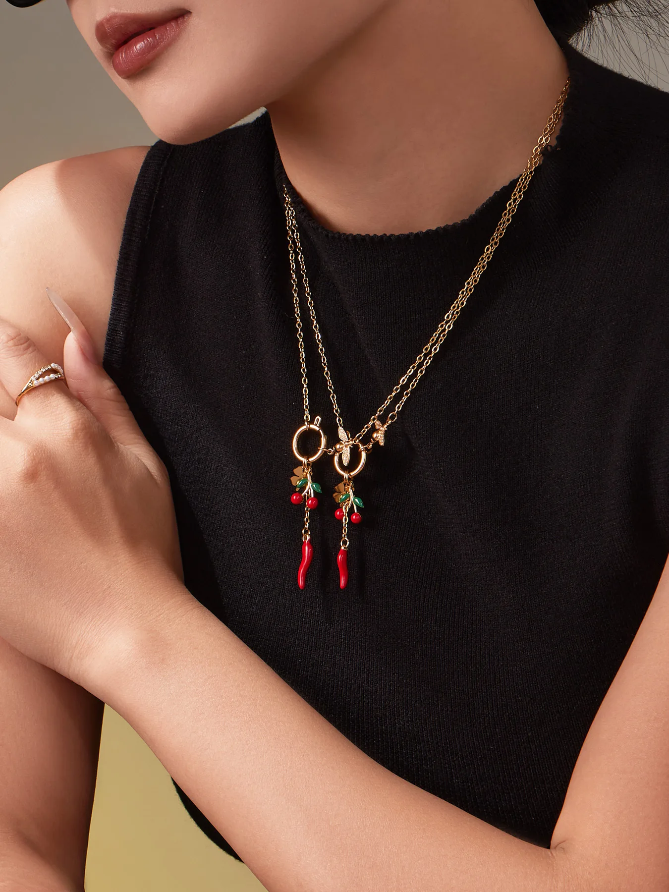 

Новая пряжка OT, инкрустированная цирконом, пчела, капающее масло, перец, цепочка на ключицу, сделай сам, многофункциональный аксессуар, комбинация ожерелья из нержавеющей стали