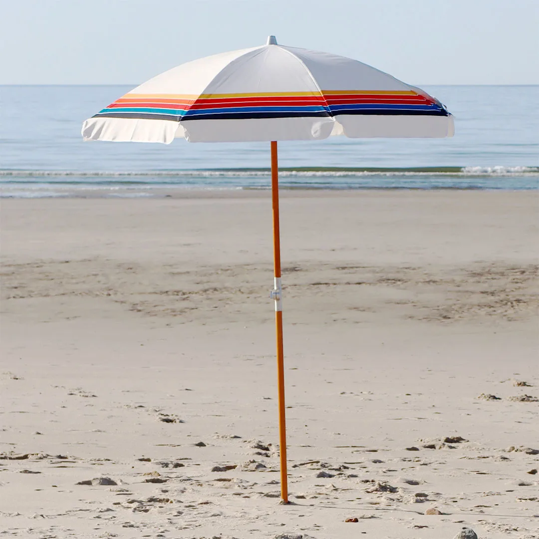 6.5 FT Large White Waterproof Outdoor Garden Beach Parasol Vintage Retro Custom Printed Boho Picnic Beach Umbrellas