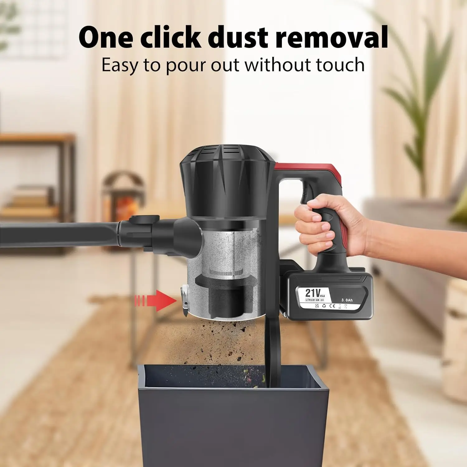 مكنسة كهربائية لاسلكية 3 في 1 قوية قائمة بذاتها وخفيفة الوزن لجميع بلاط الأرضيات الصلبة ومنظف شعر الحيوانات الأليفة