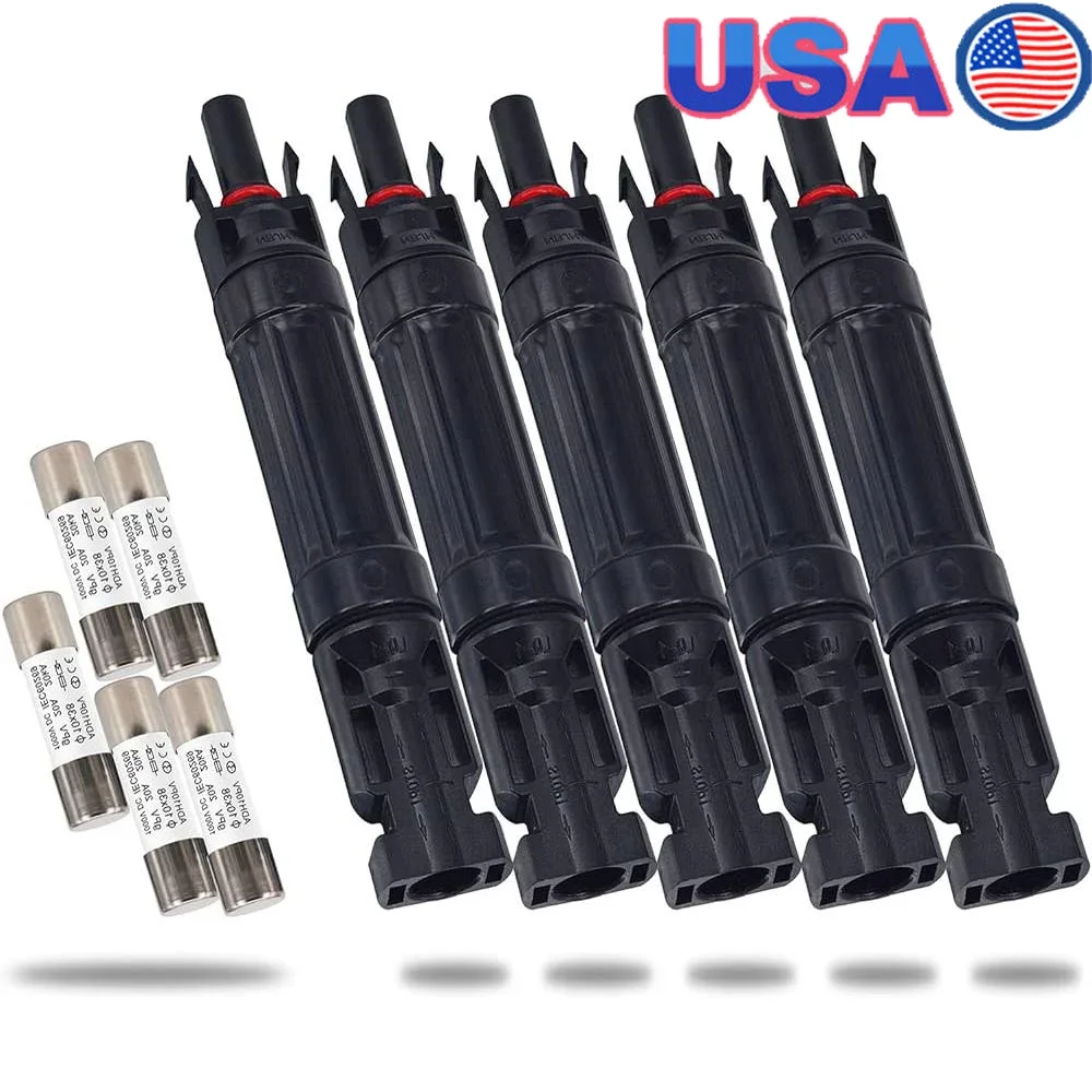 

10A Solar Fuse Holder Inline Waterproof PV Connector Set Male Female Solar Panel Controller Durable IP67 Protection 5pcs
