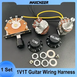 1T1V Guitar Wiring Harness Prewired Circuit 5 Way Blade Switch/Push Pull-500K Switch Coil Splitting Guitar Harness