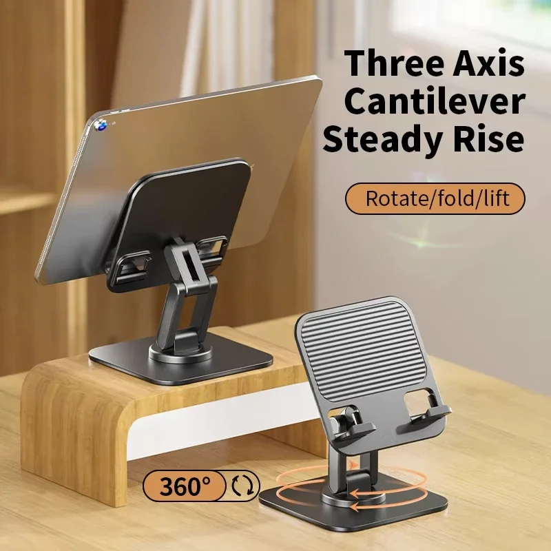 Folding Tablet Stand Adjustable Cell Phone Stand with Anti-Slip Base and Convenient Charging Port Fits All Smart Phones Pad
