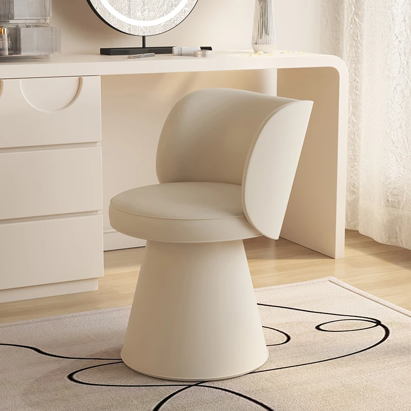 Stool,Cream Swivel Makeup Chair with Backrest,Space-Saving Bedroom/Makeup Studio Seat