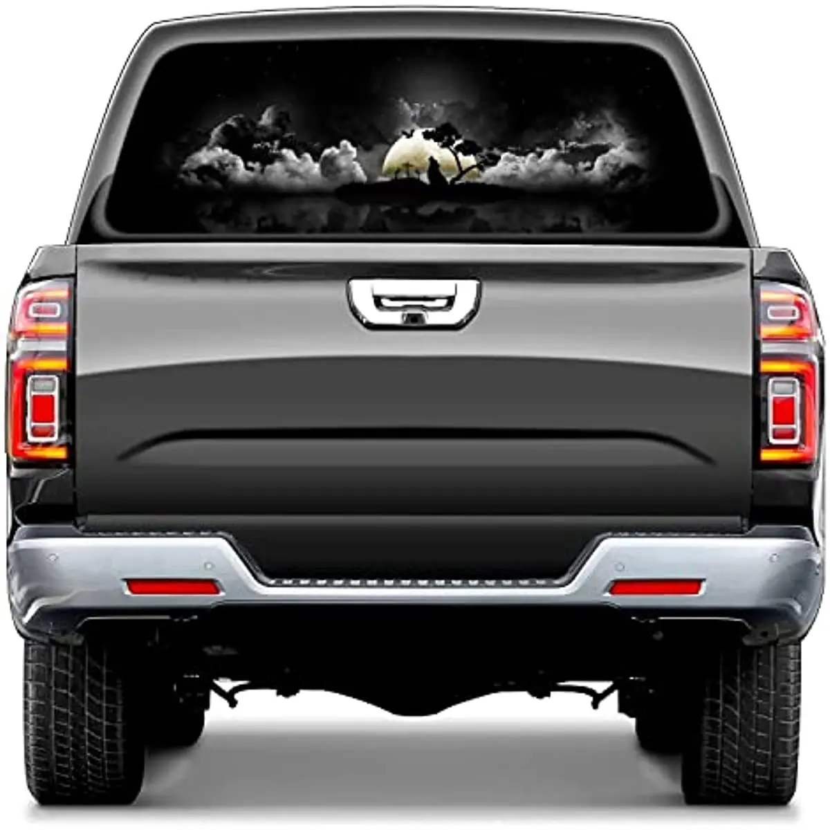 

Rear Window Graphic Decal for Trucks SUV, Cars, Universal,Starry Sky Wolf Perforated Vinyl Window Film Truck Back Window Decals