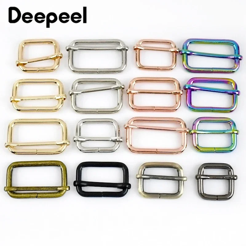 10Pcs Deepeel 13-50mm Belt Buckles Handbag Strap Roller Pin Buckle Metal Slides Tri-glides Adjuster DIY Bag Parts Accessories