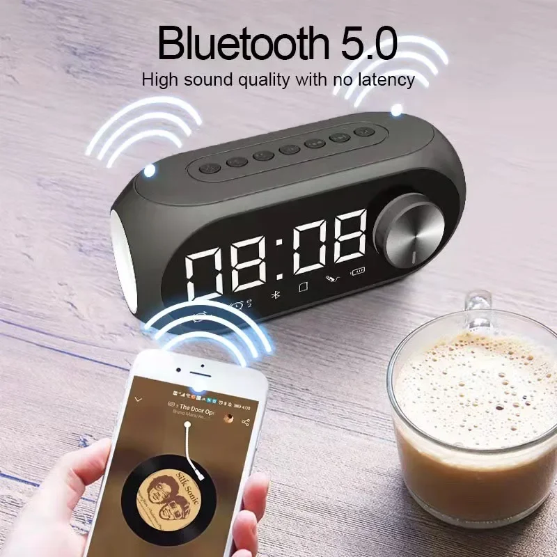 Alarm Clock Portable Bluetooth Speaker Radio FM Subwoofer Wireless Sound Box Music Mini Woofers Caixa De Som Coluna Lamp Bocina