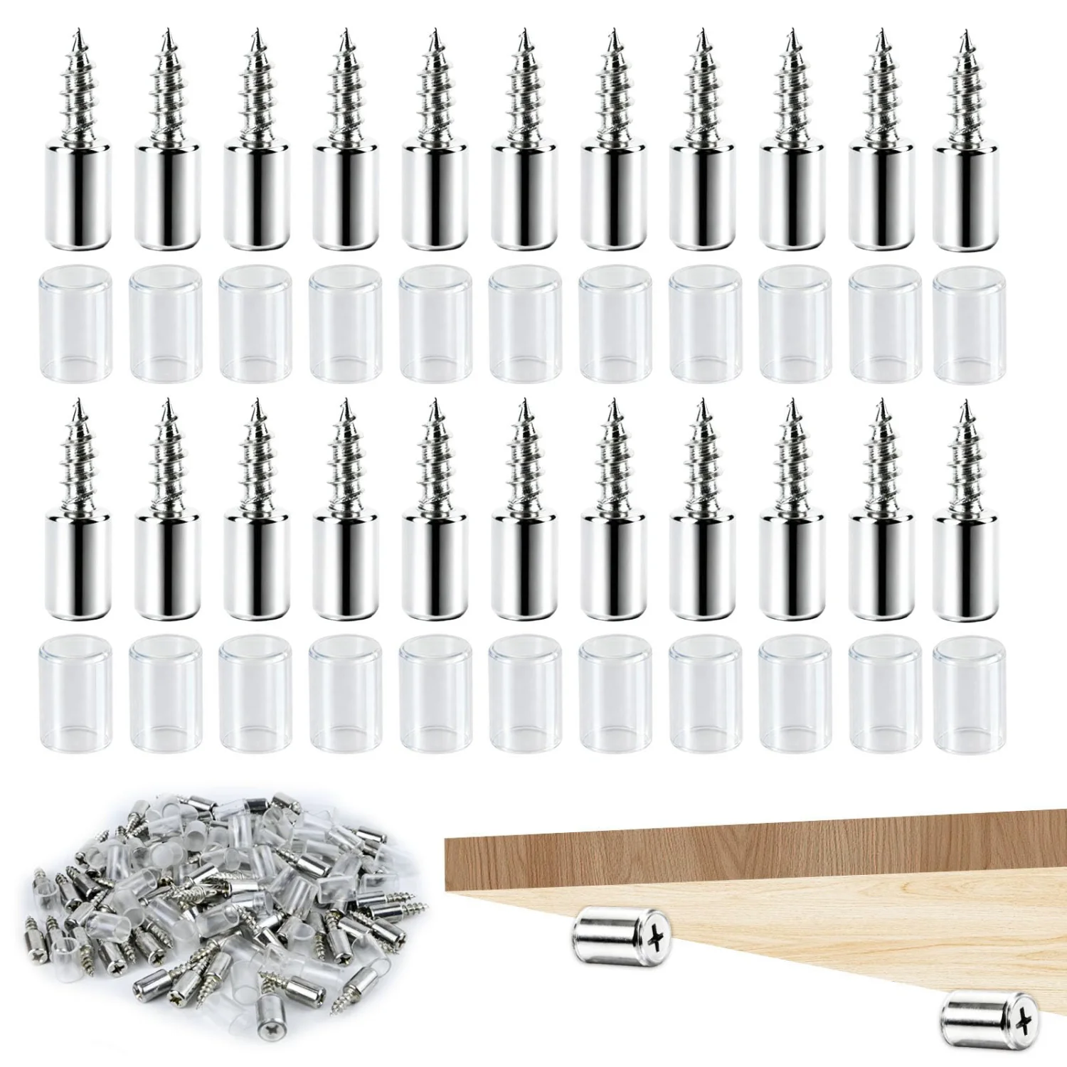 1-100Set Self-Tapping Screw Shelf Brackets with Rubber Protection Support Pegs Shelves Cabinets for Cabinets Furniture Wardrobes