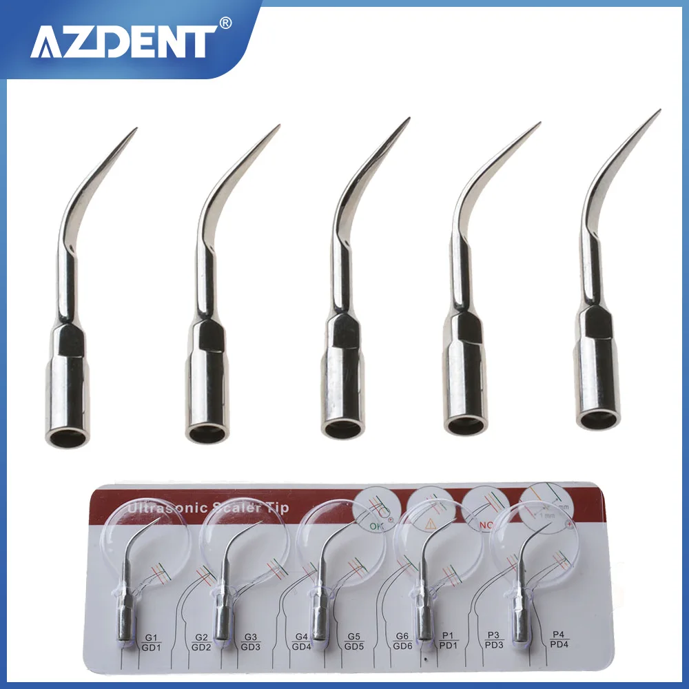 AZDENT 5pcs Dental Scaler Tip Fit for EMS/WOODPECKER/SATELEC/DTE/NSK Ultrasonic Scaler Handpiece Dental Ultrasonic Scaling Tips