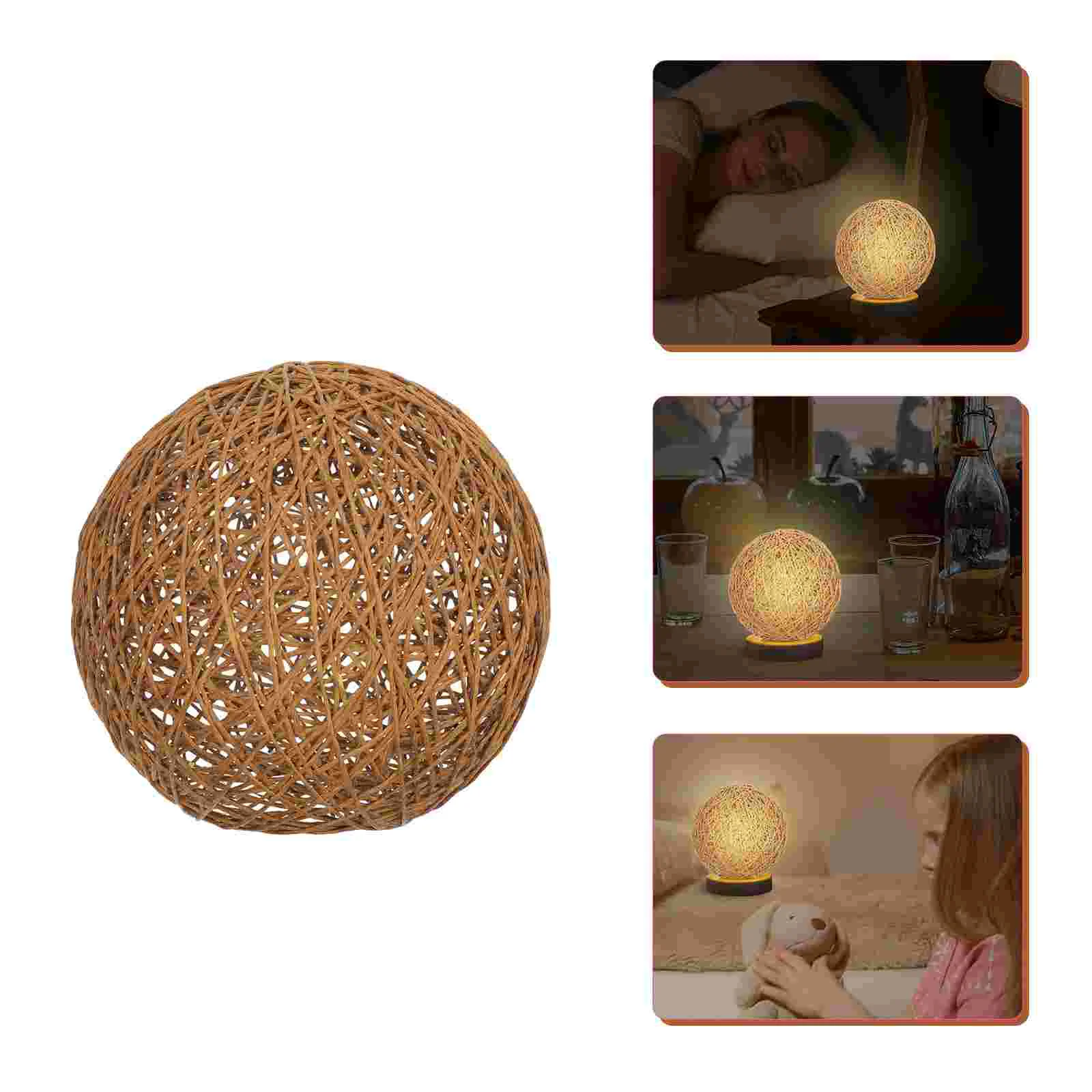 

Rattan Ball Lampshade Hotel Chimney Light Woven Chandelier Protector Home Decorative