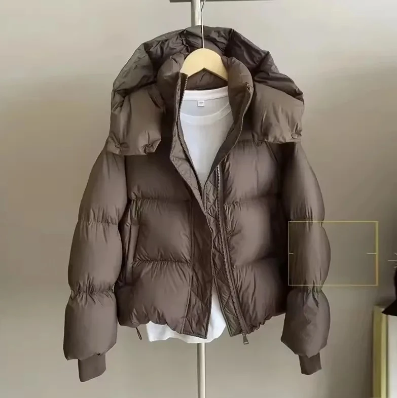 

New Winter Puffer Jacket Women Fashion Hooded Down Cotton Overcoat Female Loose Casual Warm Parkas Outerwear