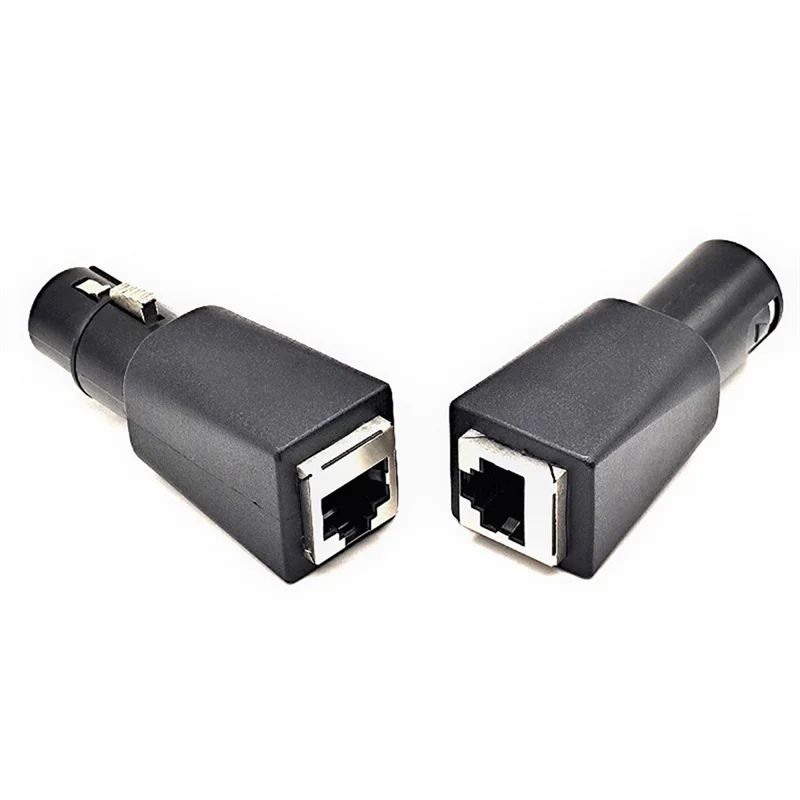 A41Z-1Pair DMX To RJ45 Connector RJ45 Ethernet To 5 Pin XLR DMX Female & Male Adapter For Audio Video
