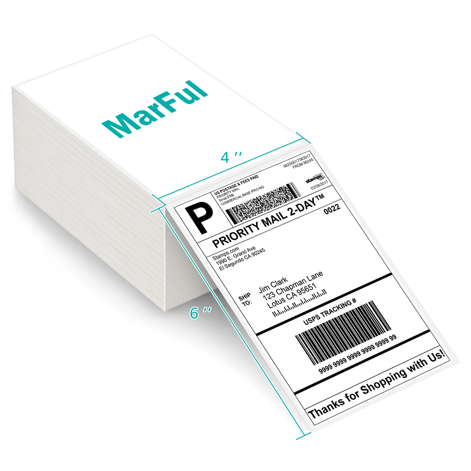

Direct Thermal Shipping Label 4x6" Fan-Fold Labels Easy To Tear Pack of 500 Labels