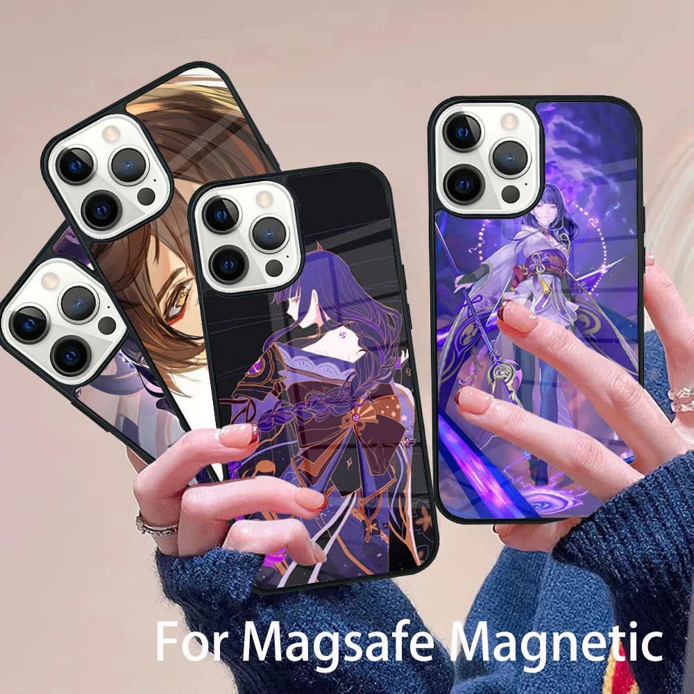 

Genshin Impact anime soft Phone Case Magesafe Magnetic Wireless Charge Cover For IPhone 16 11 12 13 14 15 Pro Max Plus Mini