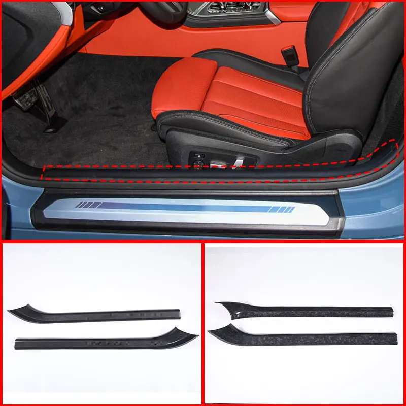 For BMW 8 Series G14 G15 (2-door version) 19-22 Car Door Sill Protector Plate Cover Trim real carbon fiber Door sill protection