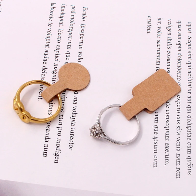 100Pcs RingLabel Sticker Jewelry Price Tag Kraft Paper Self-adhesive Price Tag For Necklace Earring Bracelet Price Square Labels