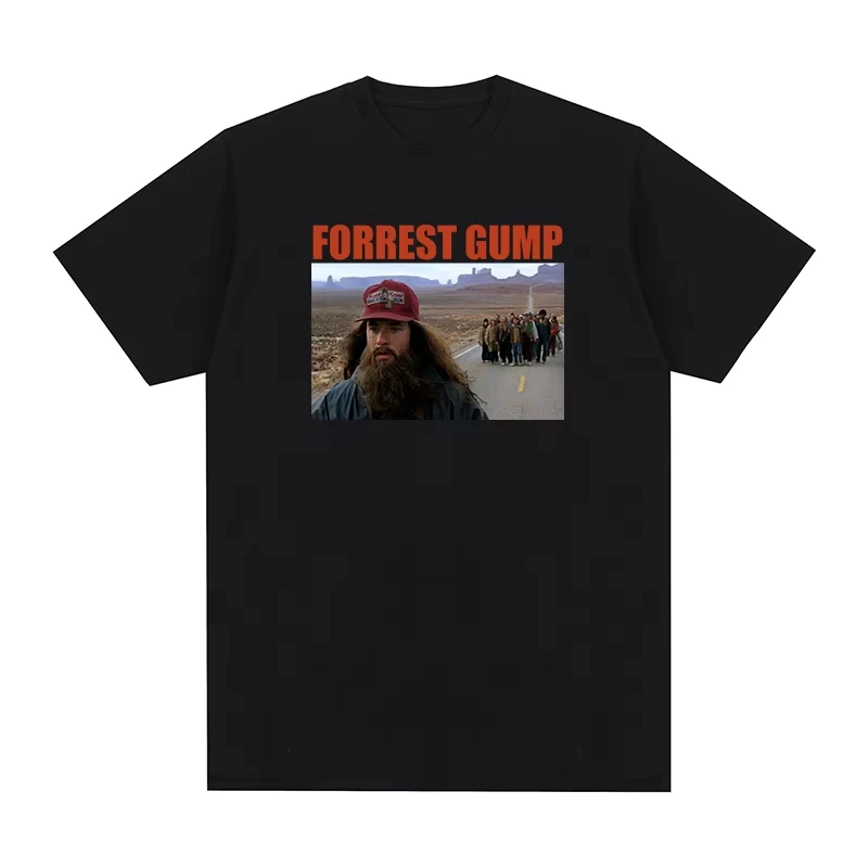 Forrest Gump RUN Fashion Spring Summer T-shirt Men's Women's Oversized Casual Short Sleeve Crew Neck Cotton Tee Unisex