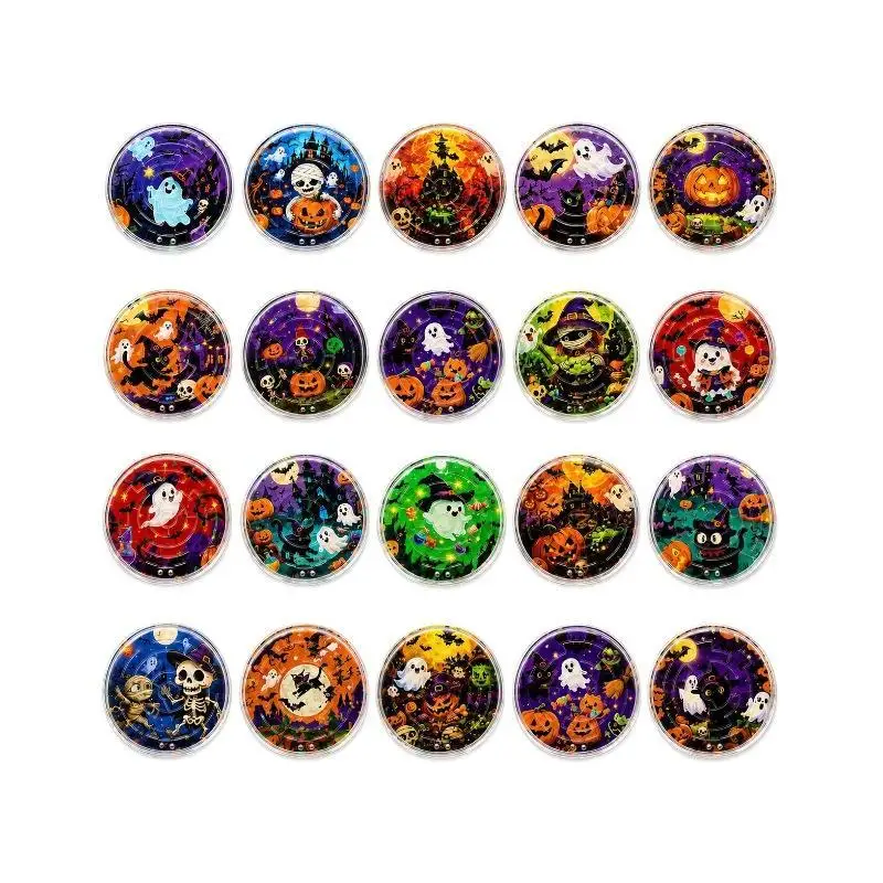 Halloween Kids Rolling Ball Maze Toys 10Pcs Pumpkin Ghost Handheld Puzzle Game for Kindergarten Activity Rewards