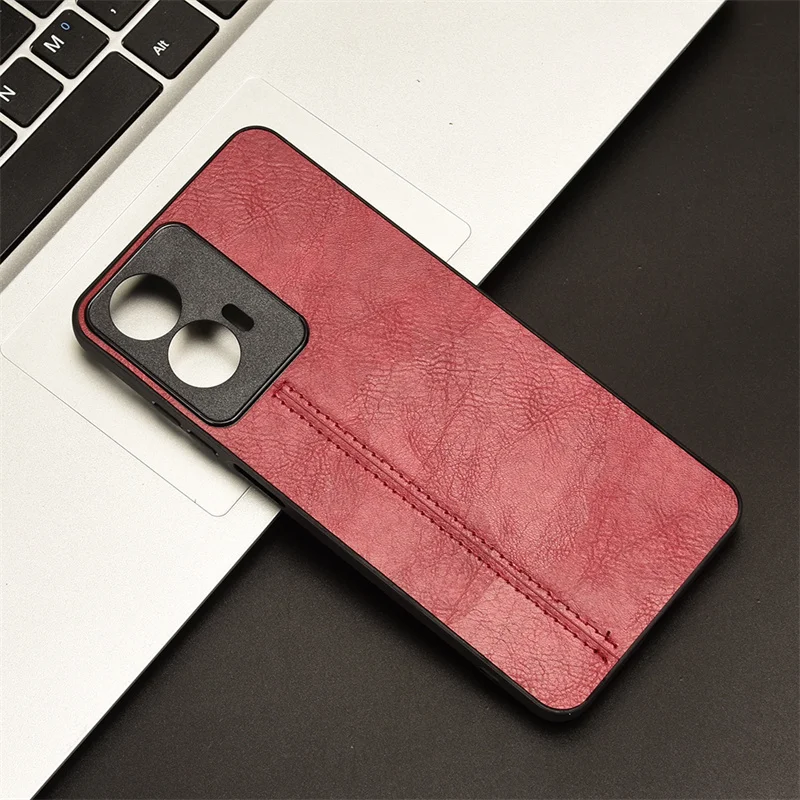 For Motorola G04 G24 Case Luxury Calfskin PU Suture Leather lines Back Cover ShockProof Case For Moto G24 G04 hone Case