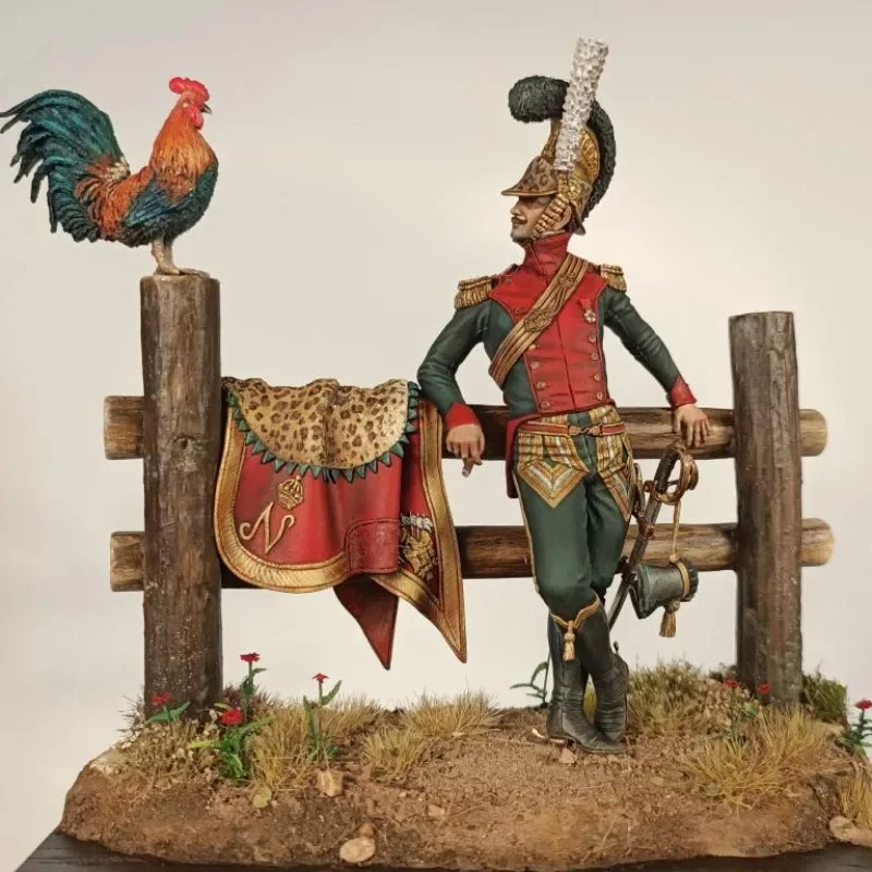 

1/24 75mm Resin Figure Model Kit Ancient European Young Soldier and Cock Miniature Diorama Unassembled Unpainted Free Shipping