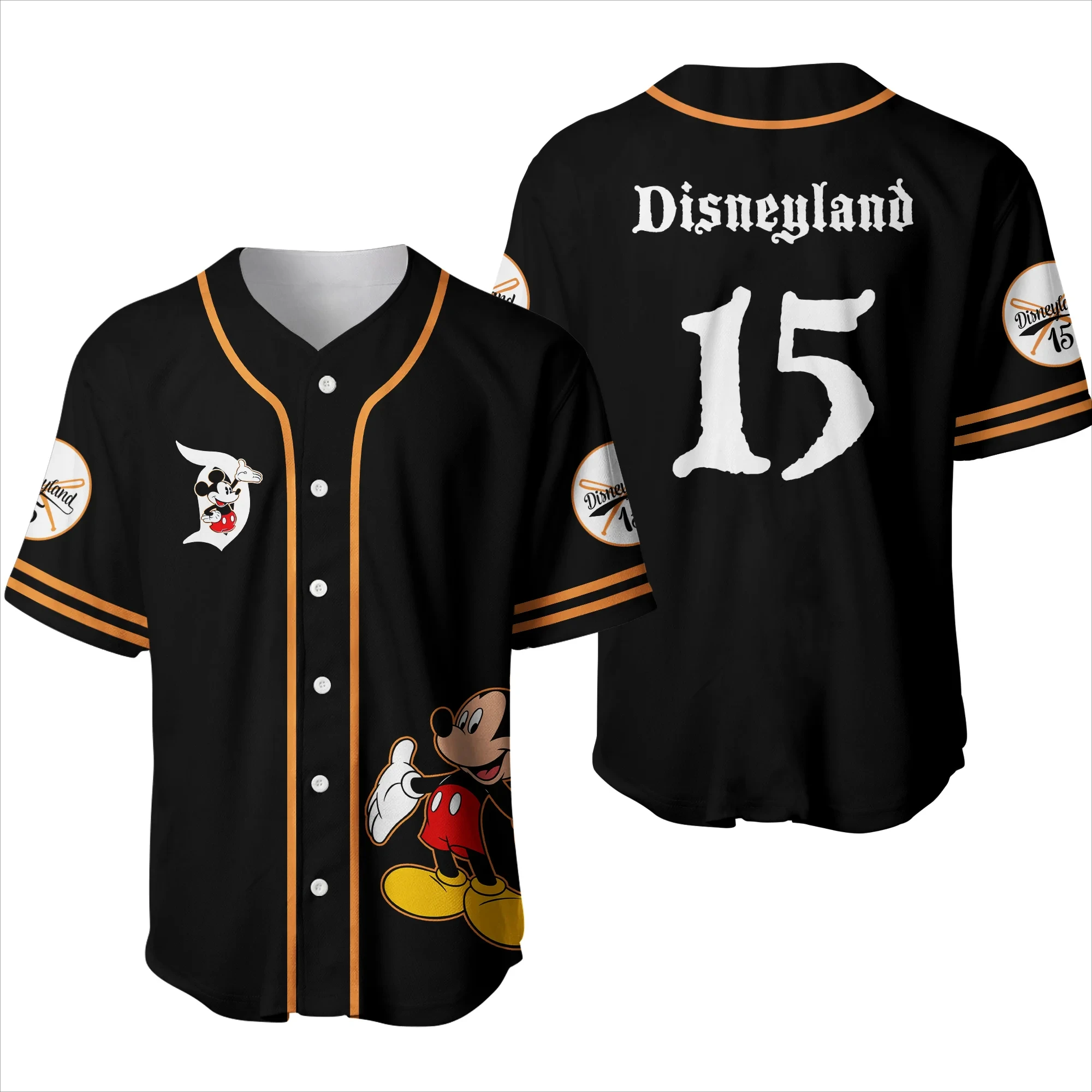 Mickey Baseball Jersey Men\'s Women Shirt Disney Minnie Mickey Mouse Shirt Baseball Uniform Short Sleeve Hip Hop Baseball Uniform