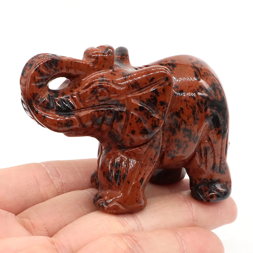 2.8" Elephant Natural Reiki Stones Healing Crystals Rose Quartz Carved Gemstone Animal Figurine Feng