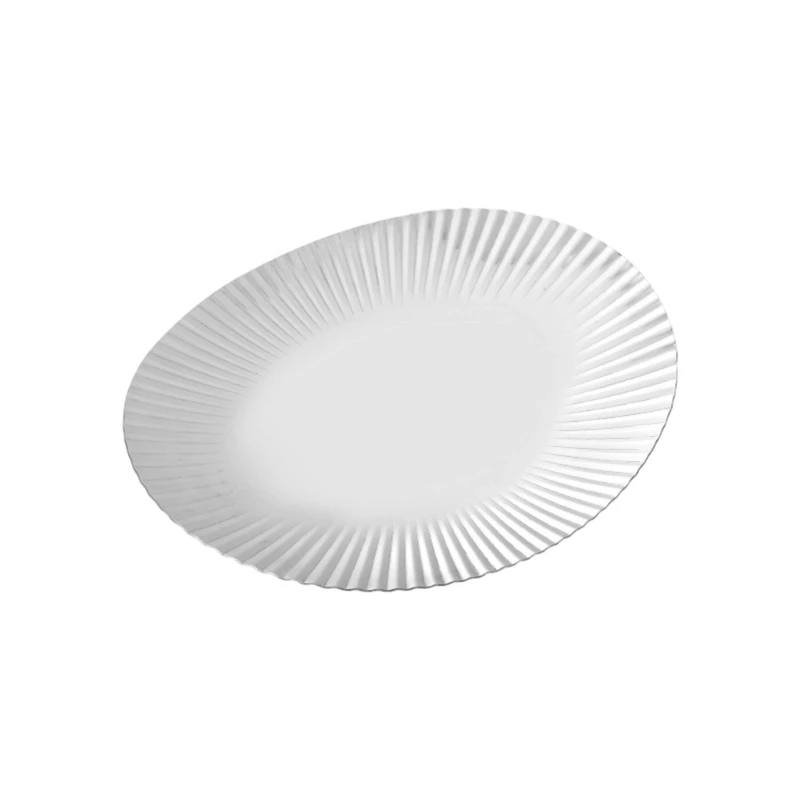 Fruit Tray Metal Serving Dish with Textured Border, Reflective Finish, and Broad Display Area for Coffee Table, Dining D2RD