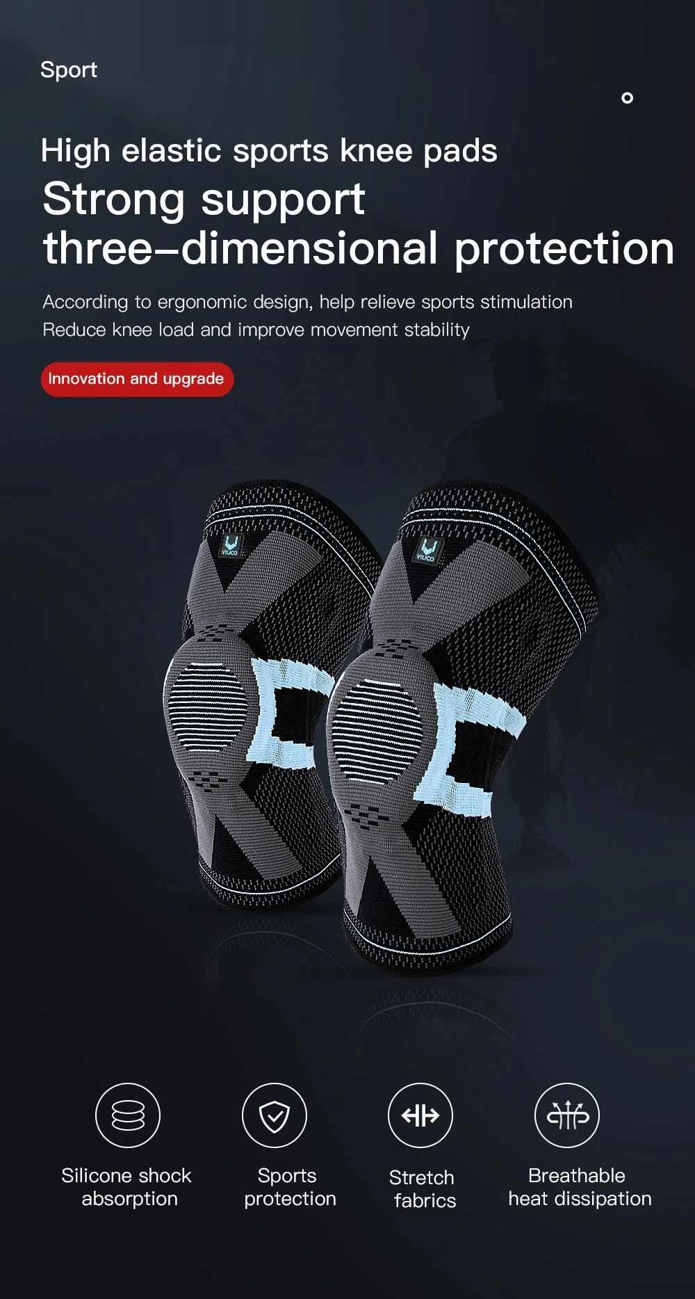 1PC Adjustable Knee Brace Open Patella Knee Support for Men Women Breathable Knee Wrap for Sports Running Fitness