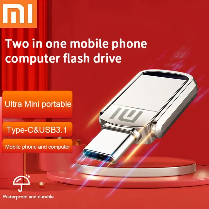 Xiaomi USB 3.0 Pendrive 2T 1T U Disk Mobile Phone High Speed Usb3.0 Type-C Computer Dual-Use Dual Interface Metal Flash Memory