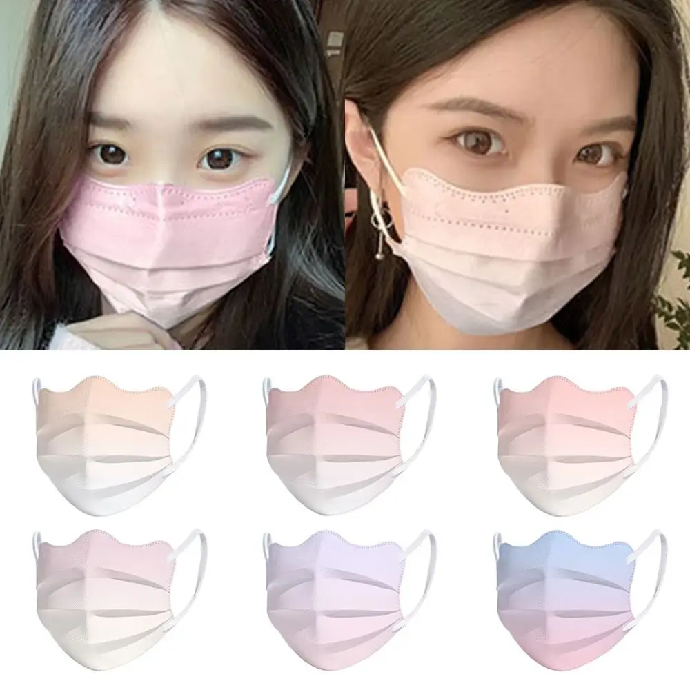 

10PCS Shaped Design Disposable Face Mask Gradient Blusher Color 3-layer Protective Face Cover V-face Anti-UV Face Mask