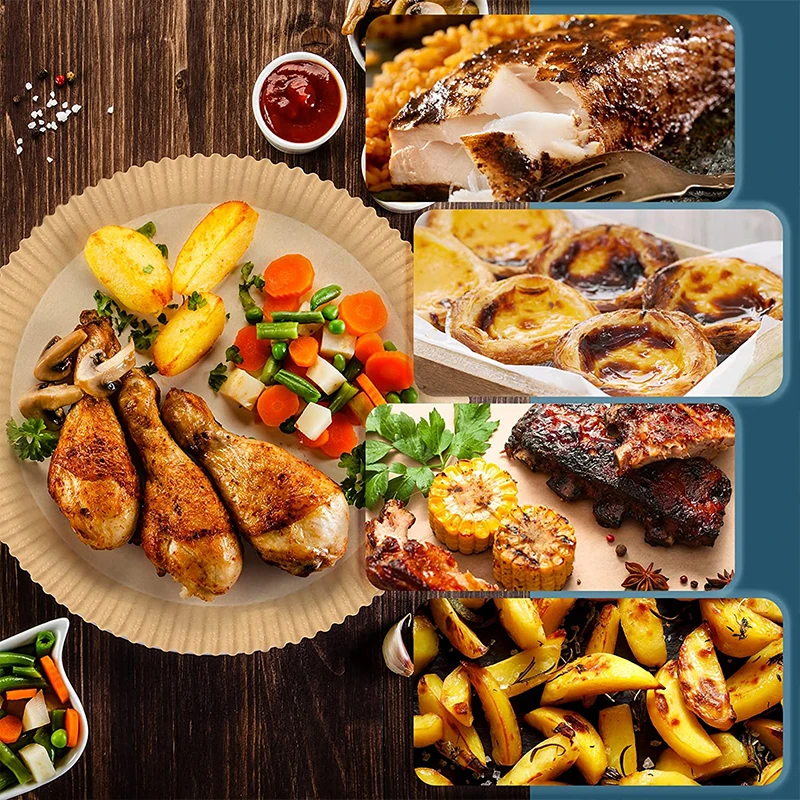 50/100Pcs Air Fryer Baking Paper for Barbecue Oven Pan Pad Oil-proof AirFryer Oil-Proof Disposable Paper for Oven Baking Tools