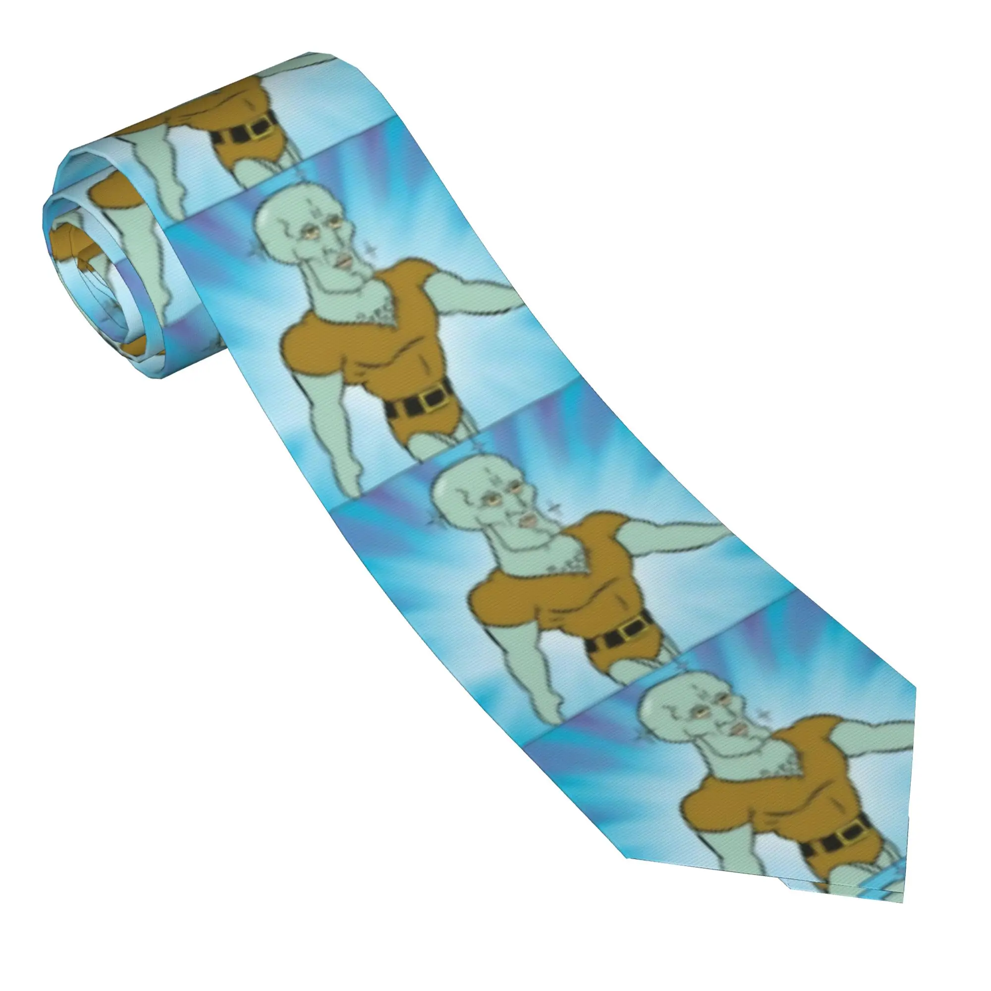 Neckties Monster S-Squidward Men Silk Polyester 8 cm Narrow Neck Ties Funny Meme for Men Shirt Accessories Cravat Wedding Gift
